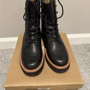 Madewell Black Lace-up Chelsea Boots